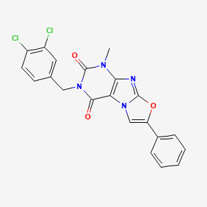 molecular formula C21H14Cl2N4O3 B2536856 3-(3,4-dichlorobenzyl)-1-methyl-7-phenyloxazolo[2,3-f]purine-2,4(1H,3H)-dione CAS No. 899997-74-1