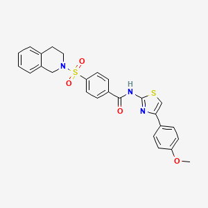 molecular formula C26H23N3O4S2 B2536858 4-((3,4-dihydroisoquinolin-2(1H)-yl)sulfonyl)-N-(4-(4-methoxyphenyl)thiazol-2-yl)benzamide CAS No. 361480-58-2