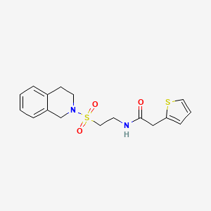 molecular formula C17H20N2O3S2 B2536868 N-(2-((3,4-dihydroisoquinolin-2(1H)-yl)sulfonyl)ethyl)-2-(thiophen-2-yl)acetamide CAS No. 921898-04-6