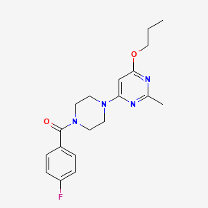 molecular formula C19H23FN4O2 B2536873 (4-Fluorophenyl)(4-(2-methyl-6-propoxypyrimidin-4-yl)piperazin-1-yl)methanone CAS No. 946248-52-8