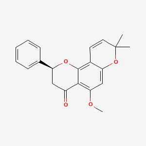 molecular formula C21H20O4 B2536880 4H,8H-Benzo(1,2-b:3,4-b')dipyran-4-one, 2,3-dihydro-5-methoxy-8,8-dimethyl-2-phenyl-, (S)- CAS No. 69640-78-4