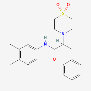 molecular formula C21H26N2O3S B2536885 N-(3,4-dimethylphenyl)-2-(1,1-dioxo-1lambda~6~,4-thiazinan-4-yl)-3-phenylpropanamide CAS No. 477889-90-0