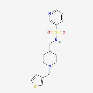 molecular formula C16H21N3O2S2 B2536886 N-((1-(thiophen-3-ylmethyl)piperidin-4-yl)methyl)pyridine-3-sulfonamide CAS No. 1235151-91-3