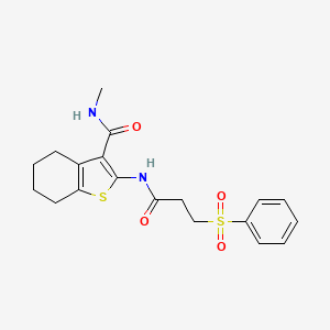 molecular formula C19H22N2O4S2 B2536889 N-methyl-2-(3-(phenylsulfonyl)propanamido)-4,5,6,7-tetrahydrobenzo[b]thiophene-3-carboxamide CAS No. 868965-47-3