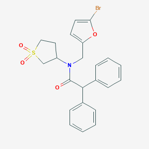 molecular formula C23H22BrNO4S B253689 N-[(5-bromo-2-furyl)methyl]-N-(1,1-dioxidotetrahydro-3-thienyl)-2,2-diphenylacetamide 