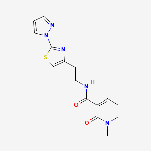 molecular formula C15H15N5O2S B2536894 N-(2-(2-(1H-pyrazol-1-yl)thiazol-4-yl)ethyl)-1-methyl-2-oxo-1,2-dihydropyridine-3-carboxamide CAS No. 1428374-51-9
