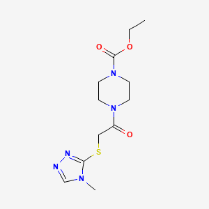 molecular formula C12H19N5O3S B2536913 4-(2-((4-甲基-4H-1,2,4-三唑-3-基)硫代)乙酰基)哌嗪-1-羧酸乙酯 CAS No. 403833-75-0