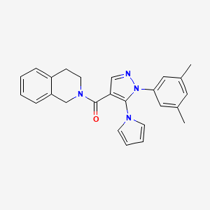 molecular formula C25H24N4O B2536930 (3,4-dihydroisoquinolin-2(1H)-yl)(1-(3,5-dimethylphenyl)-5-(1H-pyrrol-1-yl)-1H-pyrazol-4-yl)methanone CAS No. 1207010-73-8