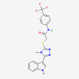 molecular formula C20H16F3N5OS B2536933 2-((5-(1H-indol-3-yl)-4-methyl-4H-1,2,4-triazol-3-yl)thio)-N-(4-(trifluoromethyl)phenyl)acetamide CAS No. 852143-01-2