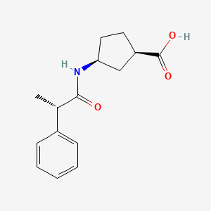 molecular formula C15H19NO3 B2536934 (1R,3S)-3-[[(2S)-2-Phenylpropanoyl]amino]cyclopentane-1-carboxylic acid CAS No. 1939067-90-9