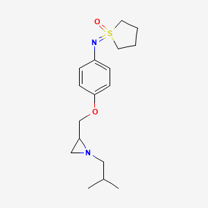 molecular formula C17H26N2O2S B2536949 1-[4-[[1-(2-Methylpropyl)aziridin-2-yl]methoxy]phenyl]iminothiolane 1-oxide CAS No. 2418723-46-1