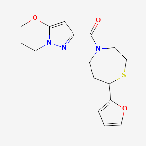 molecular formula C16H19N3O3S B2536950 (6,7-dihydro-5H-pyrazolo[5,1-b][1,3]oxazin-2-yl)(7-(furan-2-yl)-1,4-thiazepan-4-yl)methanone CAS No. 1705439-30-0