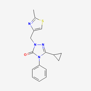 molecular formula C16H16N4OS B2536952 3-cyclopropyl-1-((2-methylthiazol-4-yl)methyl)-4-phenyl-1H-1,2,4-triazol-5(4H)-one CAS No. 1396853-82-9
