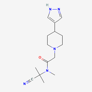 molecular formula C15H23N5O B2536956 N-(1-cyano-1-methylethyl)-N-methyl-2-[4-(1H-pyrazol-4-yl)piperidin-1-yl]acetamide CAS No. 1281038-99-0