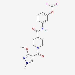 molecular formula C19H22F2N4O4 B2536973 N-(3-(difluoromethoxy)phenyl)-1-(3-methoxy-1-methyl-1H-pyrazole-4-carbonyl)piperidine-4-carboxamide CAS No. 1396766-66-7