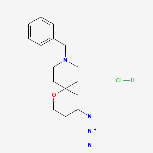molecular formula C16H23ClN4O B2536976 4-Azido-9-benzyl-1-oxa-9-azaspiro[5.5]undecane;hydrochloride CAS No. 2137568-28-4