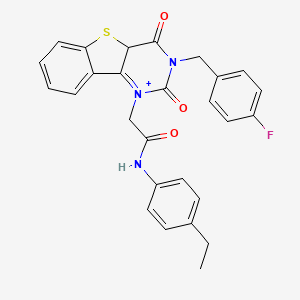 molecular formula C27H22FN3O3S B2536978 N-(4-ethylphenyl)-2-{5-[(4-fluorophenyl)methyl]-4,6-dioxo-8-thia-3,5-diazatricyclo[7.4.0.0^{2,7}]trideca-1(9),2(7),10,12-tetraen-3-yl}acetamide CAS No. 902295-30-1