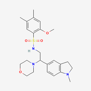 molecular formula C24H33N3O4S B2536981 2-methoxy-4,5-dimethyl-N-(2-(1-methylindolin-5-yl)-2-morpholinoethyl)benzenesulfonamide CAS No. 946347-44-0
