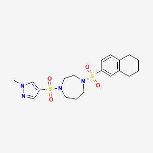 molecular formula C19H26N4O4S2 B2536989 1-((1-methyl-1H-pyrazol-4-yl)sulfonyl)-4-((5,6,7,8-tetrahydronaphthalen-2-yl)sulfonyl)-1,4-diazepane CAS No. 2034489-42-2