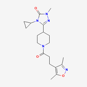 molecular formula C19H27N5O3 B2536990 4-cyclopropyl-3-(1-(3-(3,5-dimethylisoxazol-4-yl)propanoyl)piperidin-4-yl)-1-methyl-1H-1,2,4-triazol-5(4H)-one CAS No. 1797846-42-4