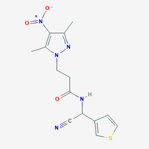 molecular formula C14H15N5O3S B2536998 N-[cyano(thiophen-3-yl)methyl]-3-(3,5-dimethyl-4-nitro-1H-pyrazol-1-yl)propanamide CAS No. 1333677-87-4