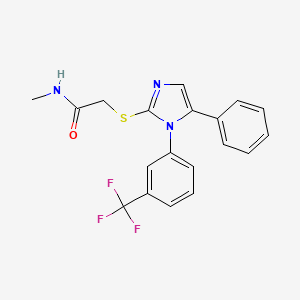 molecular formula C19H16F3N3OS B2537001 N-methyl-2-((5-phenyl-1-(3-(trifluoromethyl)phenyl)-1H-imidazol-2-yl)thio)acetamide CAS No. 1226446-44-1