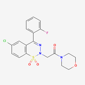 molecular formula C19H17ClFN3O4S B2537004 2-(6-chloro-4-(2-fluorophenyl)-1,1-dioxido-2H-benzo[e][1,2,3]thiadiazin-2-yl)-1-morpholinoethanone CAS No. 1428372-10-4