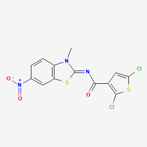 molecular formula C13H7Cl2N3O3S2 B2537005 (E)-2,5-二氯-N-(3-甲基-6-硝基苯并[d]噻唑-2(3H)-亚甲基)噻吩-3-甲酰胺 CAS No. 2035003-61-1