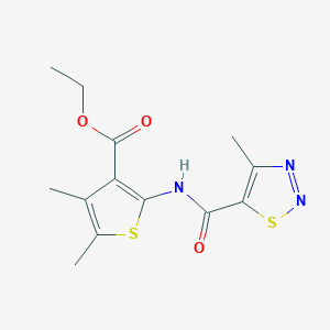 molecular formula C13H15N3O3S2 B253701 Ethyl 4,5-dimethyl-2-{[(4-methyl-1,2,3-thiadiazol-5-yl)carbonyl]amino}thiophene-3-carboxylate 