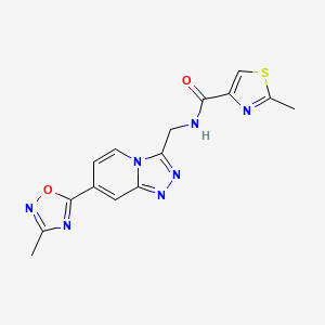 molecular formula C15H13N7O2S B2537011 2-methyl-N-((7-(3-methyl-1,2,4-oxadiazol-5-yl)-[1,2,4]triazolo[4,3-a]pyridin-3-yl)methyl)thiazole-4-carboxamide CAS No. 2034348-63-3
