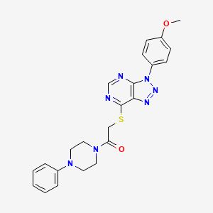 molecular formula C23H23N7O2S B2537015 2-((3-(4-甲氧基苯基)-3H-[1,2,3]三唑并[4,5-d]嘧啶-7-基)硫代)-1-(4-苯基哌嗪-1-基)乙酮 CAS No. 863500-12-3