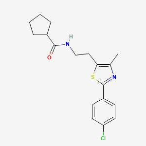 molecular formula C18H21ClN2OS B2537020 N-[2-[2-(4-chlorophenyl)-4-methyl-1,3-thiazol-5-yl]ethyl]cyclopentanecarboxamide CAS No. 946374-51-2