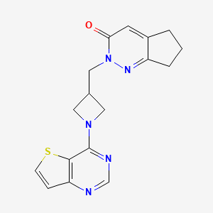 molecular formula C17H17N5OS B2537025 2-[(1-{thieno[3,2-d]pyrimidin-4-yl}azetidin-3-yl)methyl]-2H,3H,5H,6H,7H-cyclopenta[c]pyridazin-3-one CAS No. 2194847-03-3