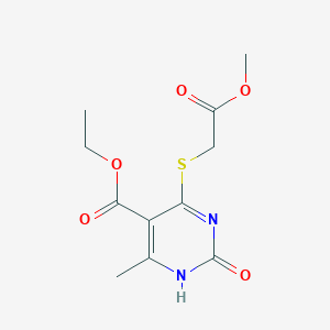 molecular formula C11H14N2O5S B2537030 ethyl 4-(2-methoxy-2-oxoethyl)sulfanyl-6-methyl-2-oxo-1H-pyrimidine-5-carboxylate CAS No. 900002-05-3