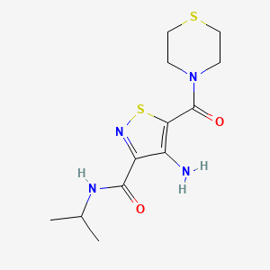 molecular formula C12H18N4O2S2 B2537037 4-amino-N-isopropyl-5-(thiomorpholin-4-ylcarbonyl)isothiazole-3-carboxamide CAS No. 1286702-22-4