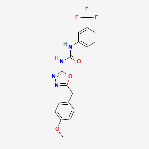 molecular formula C18H15F3N4O3 B2537046 1-(5-(4-甲氧基苄基)-1,3,4-恶二唑-2-基)-3-(3-(三氟甲基)苯基)脲 CAS No. 1210852-85-9