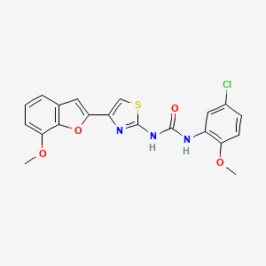 molecular formula C20H16ClN3O4S B2537048 1-(5-氯-2-甲氧基苯基)-3-(4-(7-甲氧基苯并呋喃-2-基)噻唑-2-基)脲 CAS No. 1203114-15-1