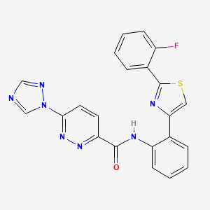 B2537050 N-(2-(2-(2-fluorophenyl)thiazol-4-yl)phenyl)-6-(1H-1,2,4-triazol-1-yl)pyridazine-3-carboxamide CAS No. 1797095-24-9