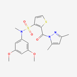 molecular formula C19H21N3O5S2 B2537053 N-(3,5-dimethoxyphenyl)-2-[(3,5-dimethyl-1H-pyrazol-1-yl)carbonyl]-N-methylthiophene-3-sulfonamide CAS No. 1170794-74-7