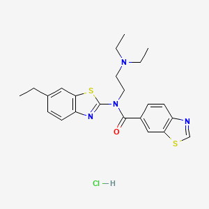 molecular formula C23H27ClN4OS2 B2537054 盐酸N-(2-(二乙氨基)乙基)-N-(6-乙基苯并[d]噻唑-2-基)苯并[d]噻唑-6-甲酰胺 CAS No. 1322015-99-5