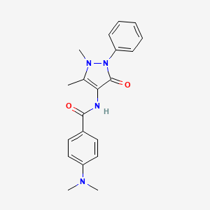 molecular formula C20H22N4O2 B2537056 4-(dimethylamino)-N-(1,5-dimethyl-3-oxo-2-phenylpyrazol-4-yl)benzamide CAS No. 1023498-20-5
