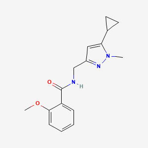 molecular formula C16H19N3O2 B2537058 N-((5-环丙基-1-甲基-1H-吡唑-3-基)甲基)-2-甲氧基苯甲酰胺 CAS No. 1448062-85-8