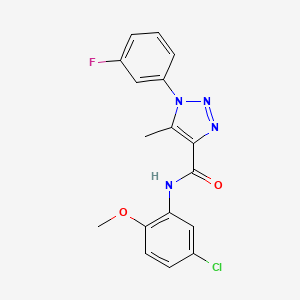 molecular formula C17H14ClFN4O2 B2537059 N-(5-氯-2-甲氧基苯基)-1-(3-氟苯基)-5-甲基-1H-1,2,3-三唑-4-甲酰胺 CAS No. 866896-08-4