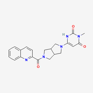 molecular formula C21H21N5O3 B2537060 3-Methyl-6-[5-(quinoline-2-carbonyl)-1,3,3a,4,6,6a-hexahydropyrrolo[3,4-c]pyrrol-2-yl]-1H-pyrimidine-2,4-dione CAS No. 2415511-10-1