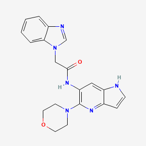 molecular formula C20H20N6O2 B2537066 2-(1H-benzo[d]imidazol-1-yl)-N-(5-morpholino-1H-pyrrolo[3,2-b]pyridin-6-yl)acetamide CAS No. 2034577-25-6