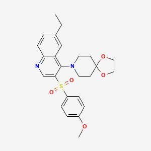 molecular formula C25H28N2O5S B2537069 4-(1,4-二氧杂-8-氮杂螺[4.5]癸-8-基)-6-乙基-3-[(4-甲氧基苯基)磺酰基]喹啉 CAS No. 866897-21-4