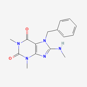 molecular formula C15H17N5O2 B2537076 7-Benzyl-1,3-dimethyl-8-methylamino-3,7-dihydro-purine-2,6-dione CAS No. 34594-93-9