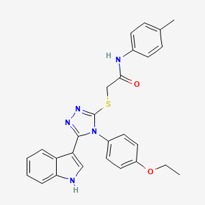 molecular formula C27H25N5O2S B2537078 2-((4-(4-ethoxyphenyl)-5-(1H-indol-3-yl)-4H-1,2,4-triazol-3-yl)thio)-N-(p-tolyl)acetamide CAS No. 946235-84-3
