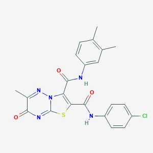 molecular formula C22H18ClN5O3S B253710 2-N-(4-chlorophenyl)-3-N-(3,4-dimethylphenyl)-6-methyl-7-oxo-[1,3]thiazolo[3,2-b][1,2,4]triazine-2,3-dicarboxamide 