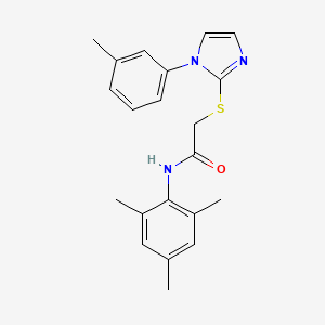molecular formula C21H23N3OS B2537104 N-mesityl-2-((1-(m-tolyl)-1H-imidazol-2-yl)thio)acetamide CAS No. 851131-36-7